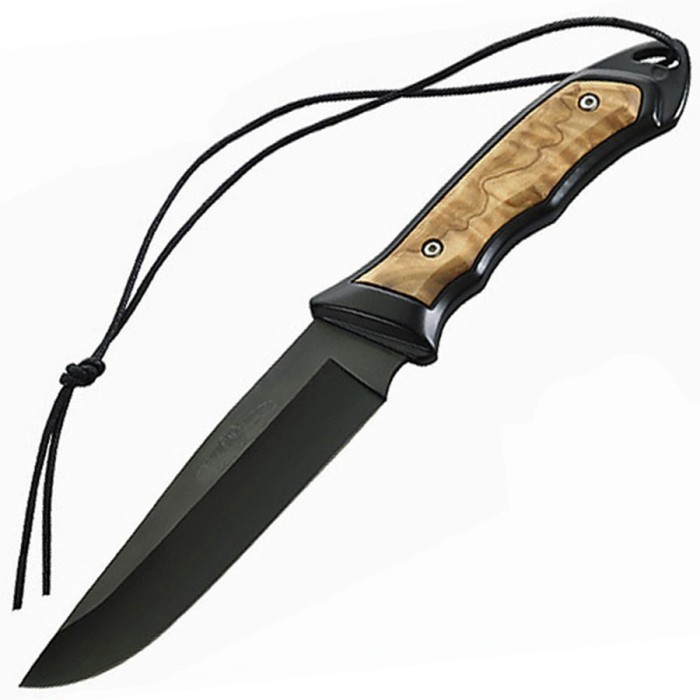 Nieto belt knife with black blade olive wood